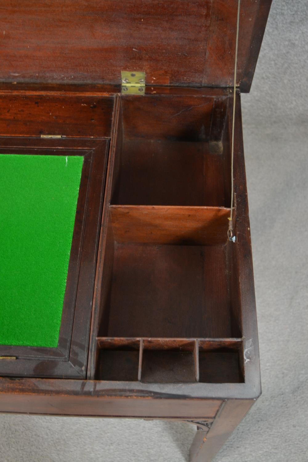 A George III late 18th century mahogany architect's table, with a rectangular top, rising to - Image 6 of 9