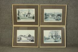 James A Hurley (20th century British), four country scenes, probably Lancashire, prints, signed