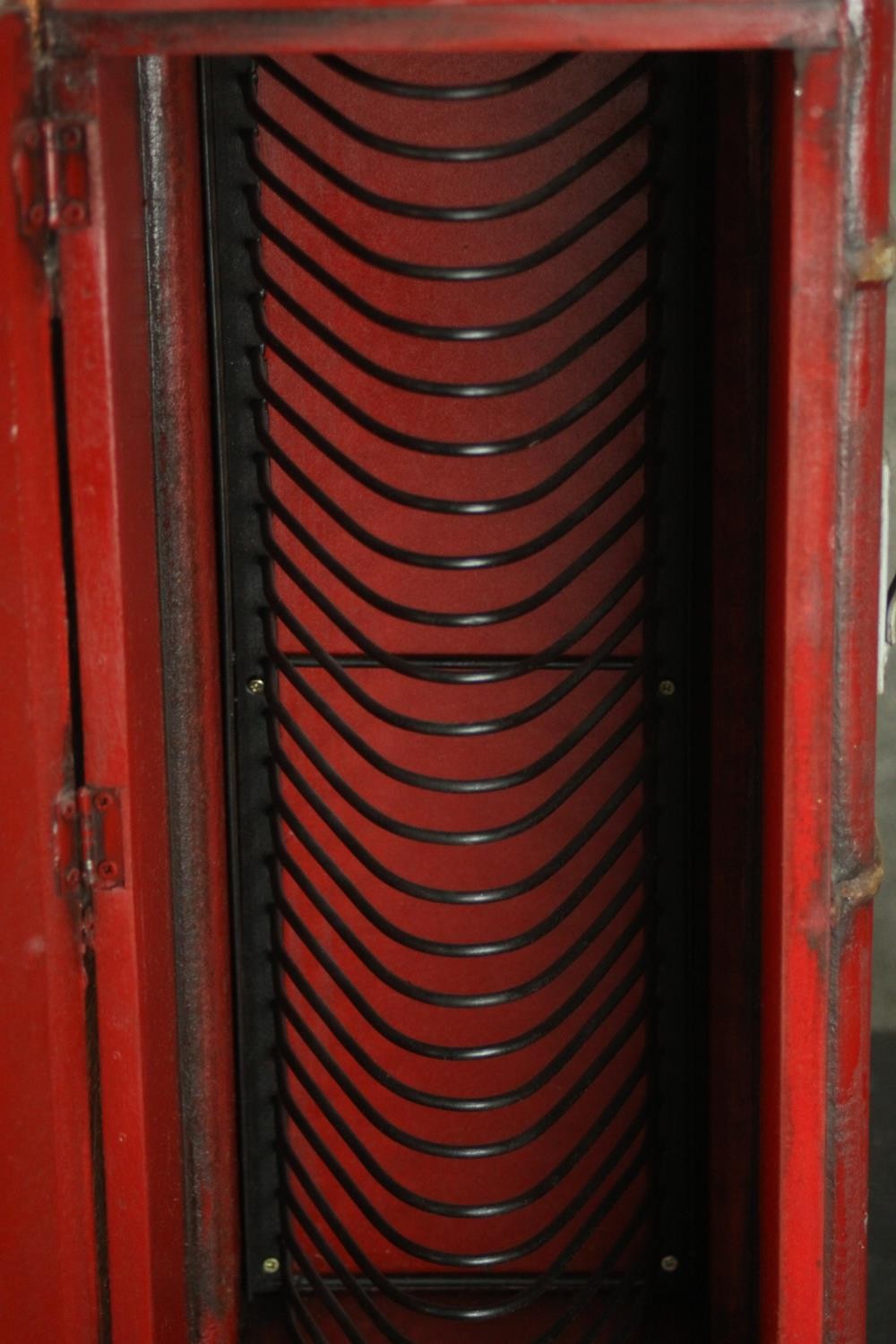 A red painted CD rack in the form of a vintage style American gasoline pump. H.66 W.22 D.19cm. - Image 5 of 10