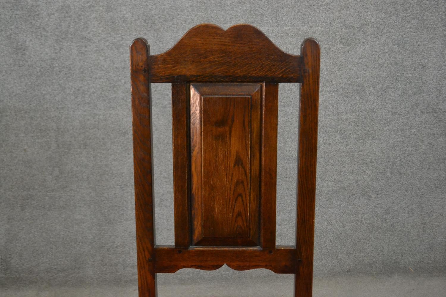 A set of ten early 20th century country antique style oak high back dining chairs, including two - Image 5 of 10