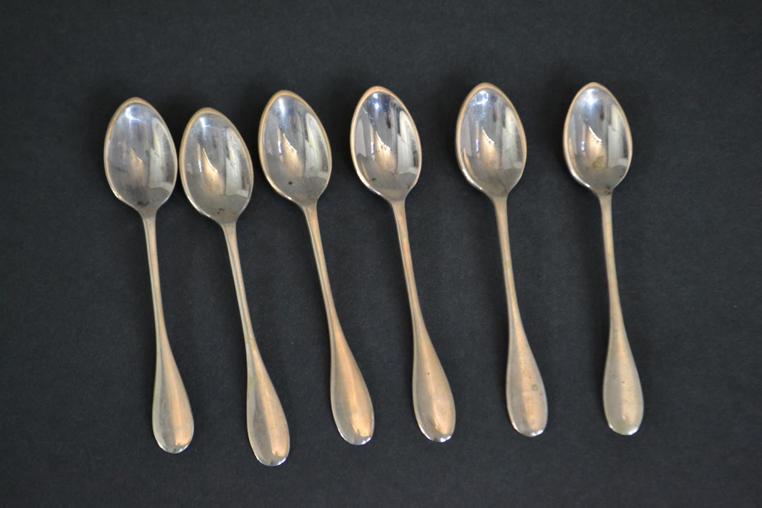 A set of six Egyptian silver tea spoons with Egyptian hallmarks. Weight 123g