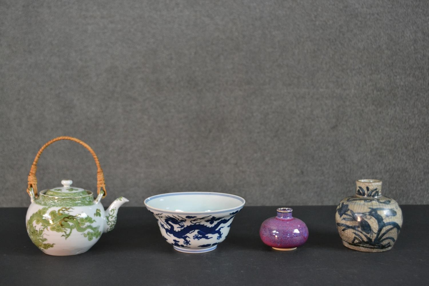 A collection of Chinese ceramics, including a blue and white dragon design porcelain bowl with