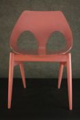 Carl Jacobs for Kandya, a Jason Chair, plywood, on tapering cylindrical legs, later painted pink.