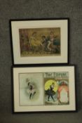 Two framed and glazed early 20th century prints. One double sided Empire theatre programme and a