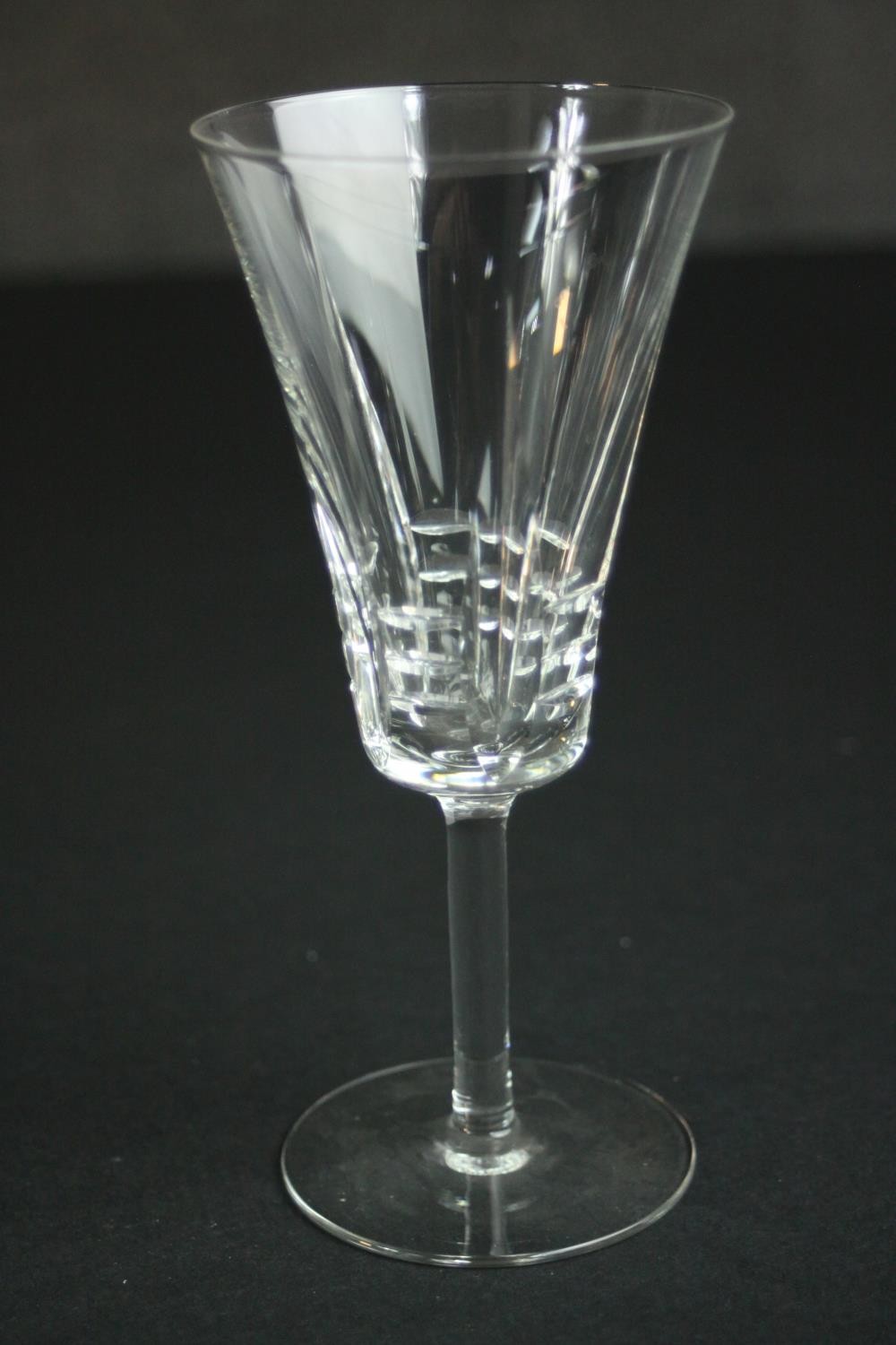 A set of twelve hand cut crystal wine glasses with trumpet shape. H.17 Dia. 8cm. - Image 3 of 4