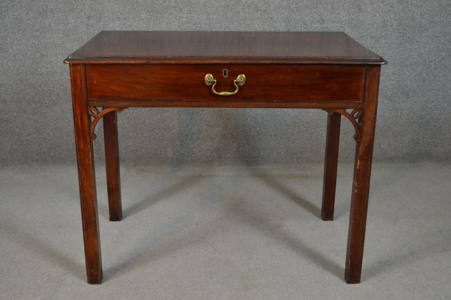 A George III late 18th century mahogany architect's table, with a rectangular top, rising to