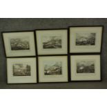 A set of six framed and glazed 19th century hand coloured engravings of scenes from the Napoleonic
