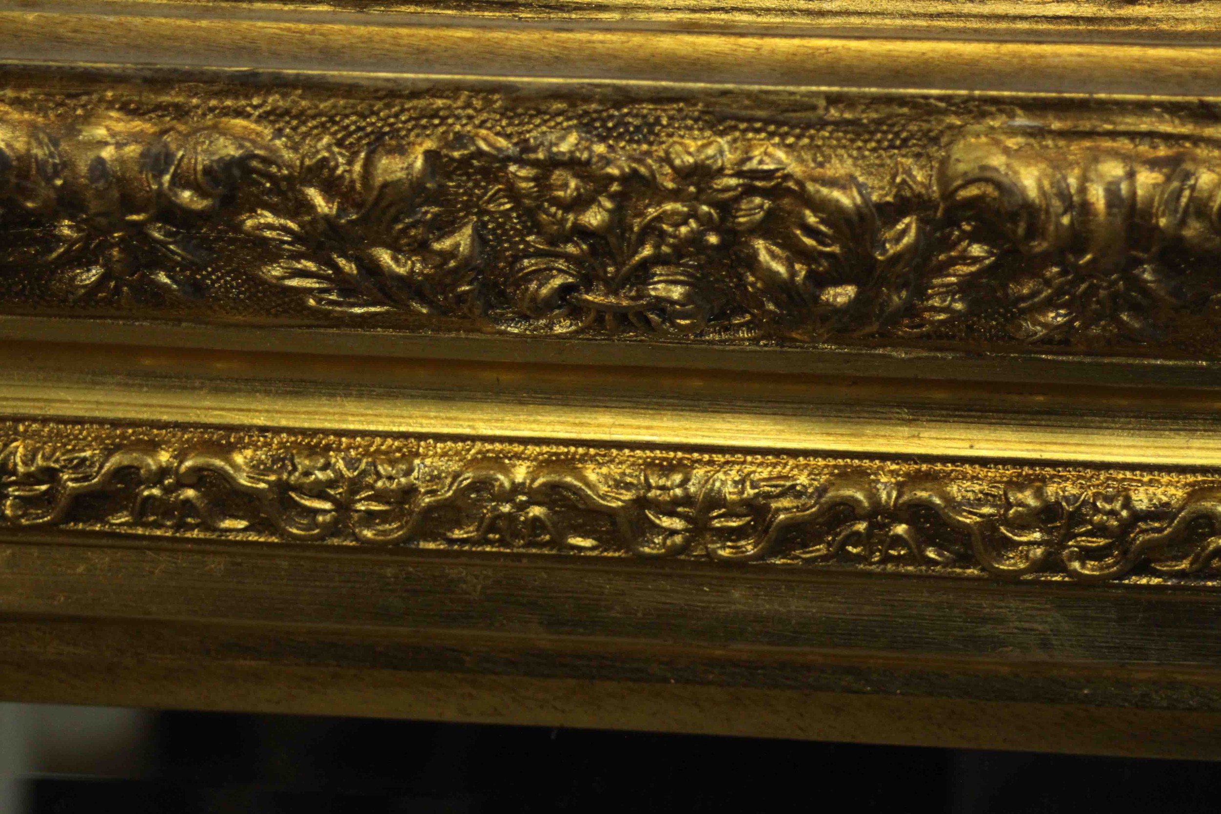 A large ornately decorated wall or pier mirror in rectangular frame with bevelled edge plate. H. - Image 5 of 6