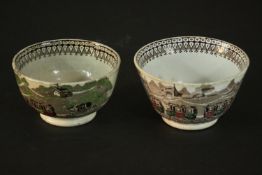 Two 19th century transferware/transfer printed bowls commemorating the railway. One depicting an