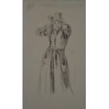 Augustus Edwin John (1878 - 1961), lithograph, 'Dorelia', standing hands to mouth, signed in