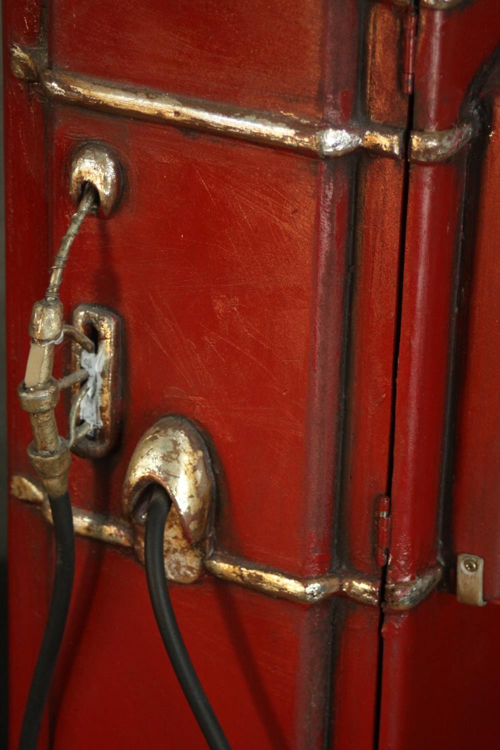 A red painted CD rack in the form of a vintage style American gasoline pump. H.66 W.22 D.19cm. - Image 9 of 10