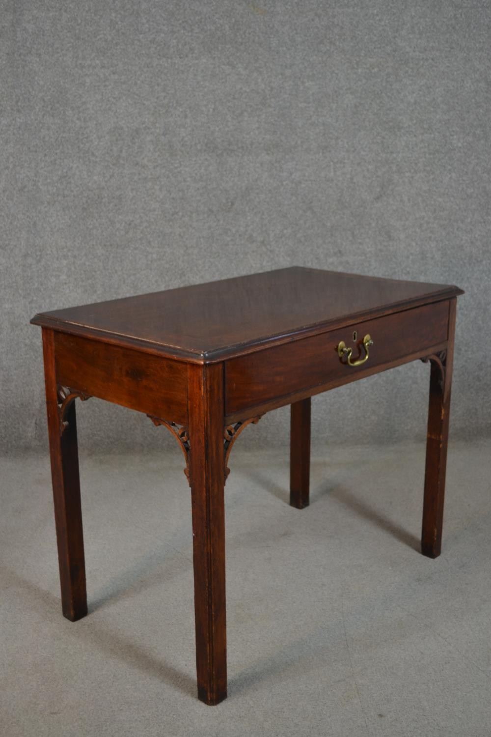 A George III late 18th century mahogany architect's table, with a rectangular top, rising to - Image 9 of 9