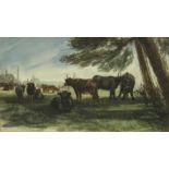 Thomas Hollis (1818-1843), Cows Grazing 1833, watercolour, signed and dated lower right, bearing The