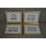 A set of four 19th century framed and glazed engravings of Chippendale furniture designs. H.43 W.