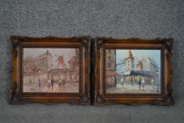 Two framed oils on canvas of Parisian street scenes, one signed C. Alexis and one signed Burnet. H.