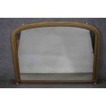 A Victorian gilt framed overmantel mirror, with a moulded frame. H.84 W.109cm.
