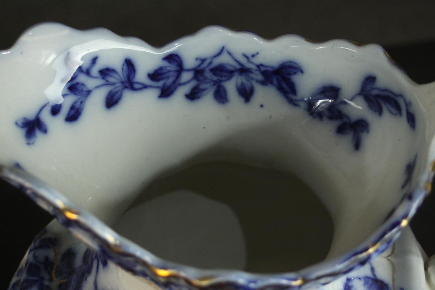 A Ford & Sons pottery 'Laurel' pattern china wash jug and basin, with blue transfer printed poppies. - Image 6 of 10