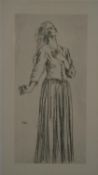 Augustus Edwin John (1878 - 1961), lithograph, 'lady standing with hand on her heart', signed in