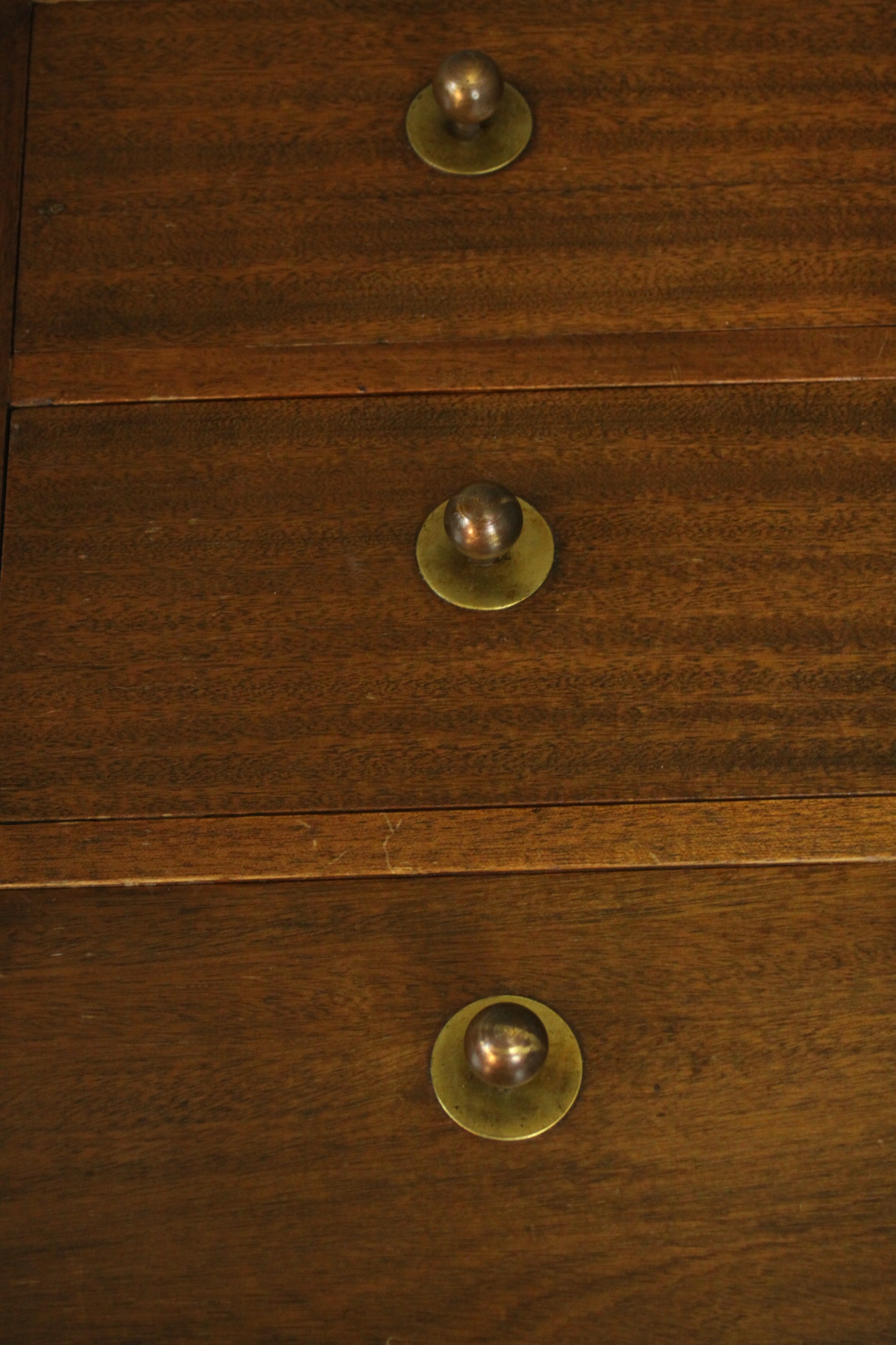A pair of mid 20th century bedside chests, with a gallery back over three long drawers, on a - Image 6 of 6