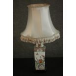 A table lamp in the form of a Chinese hand painted porcelain vase decorated with flowers and insects
