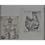 David Shutt, a framed set of two etchings of Christmas card designs, signed and numbered. 1945H.22