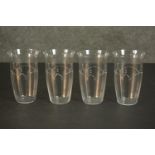 A set of boxed engraved Kikatsu 2818 12oz Tumblers by Kimura Glass with certificate. H.15 W.9 D.9cm.