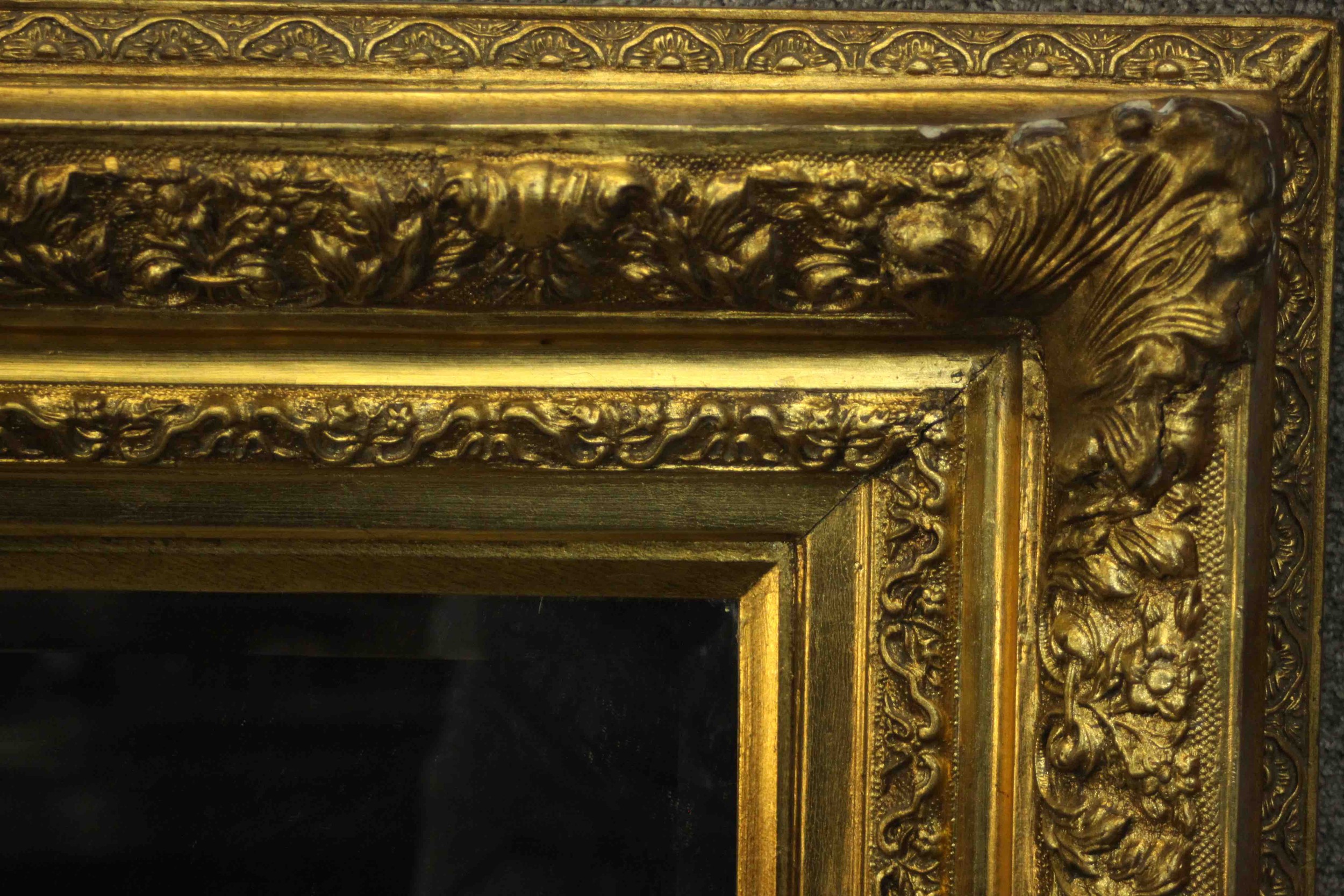 A large ornately decorated wall or pier mirror in rectangular frame with bevelled edge plate. H. - Image 3 of 6
