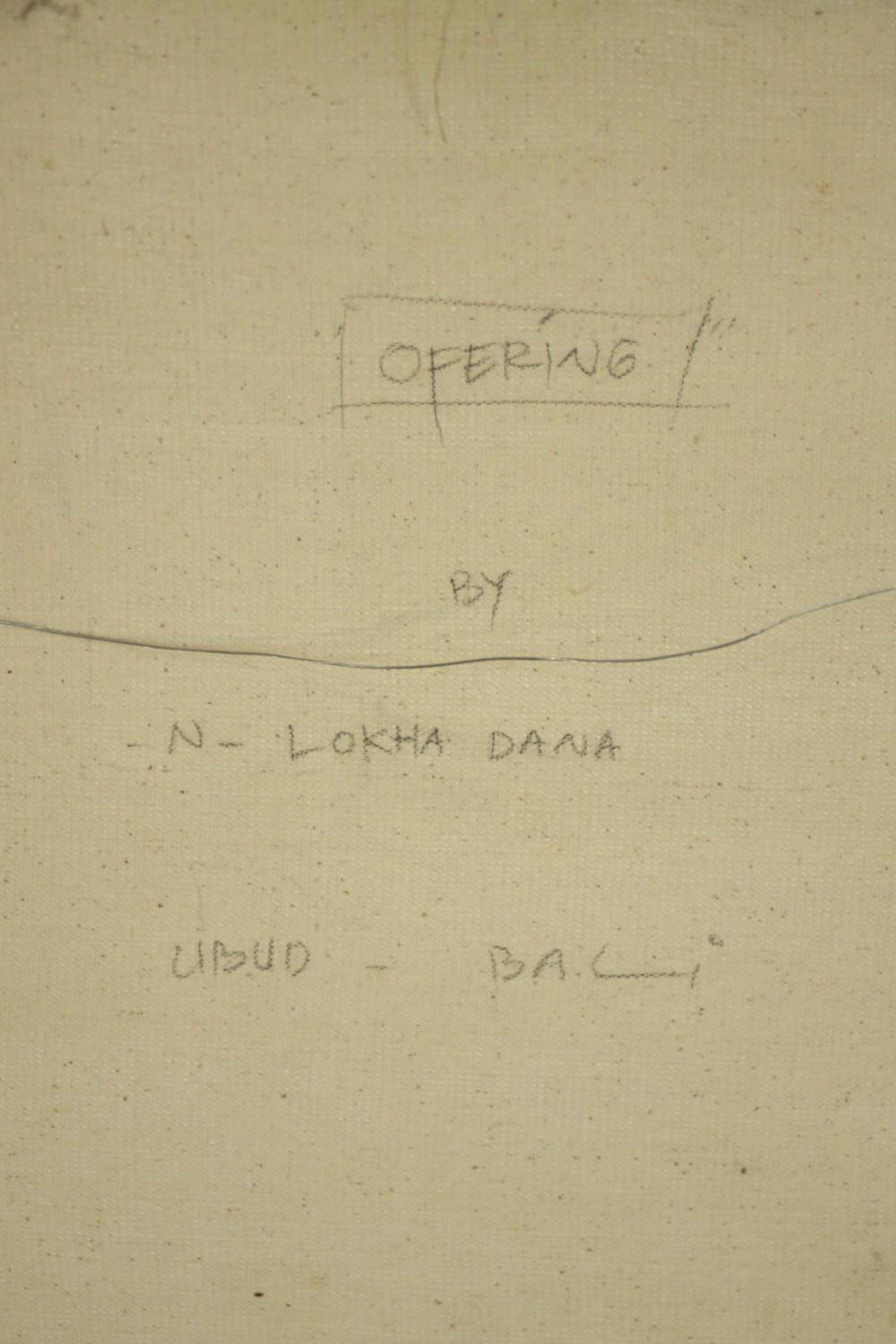 Lokha Dana, Offering, abstract oil on canvas, with pencil inscription verso. H.70 W.50cm. - Image 7 of 7