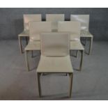Matteo Grassi, Italian, a set of six contemporary Venusian dining chairs, in cream leather, with