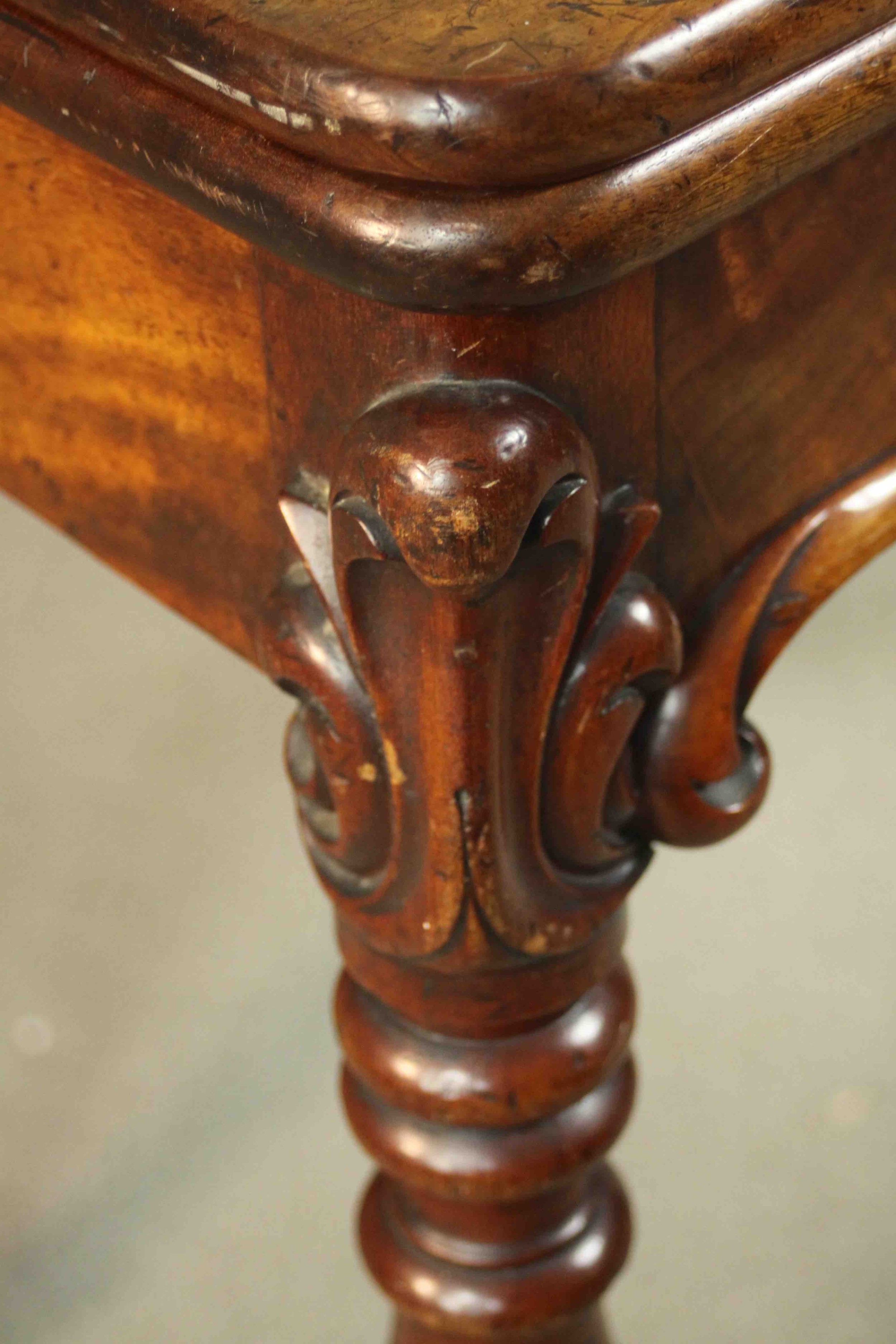 A Victorian mahogany tea table, of rectangular form with a foldover top over a shaped frieze with - Image 12 of 12