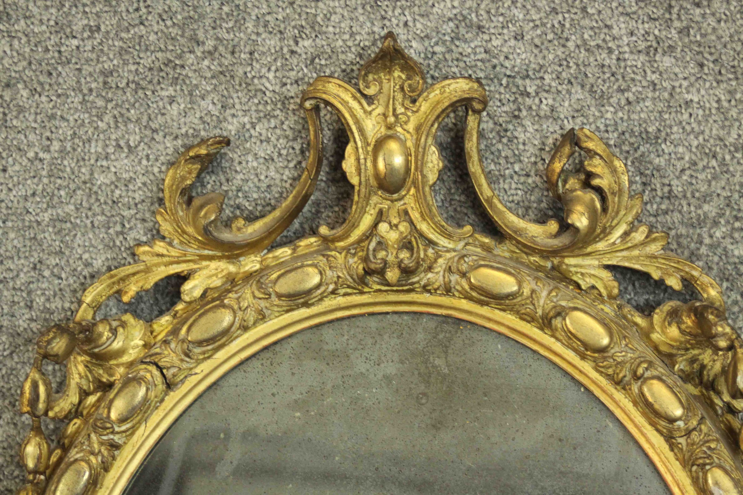 A 19th century French girandole mirror, of oval form, the mirror plate within a moulded acanthus - Image 3 of 5