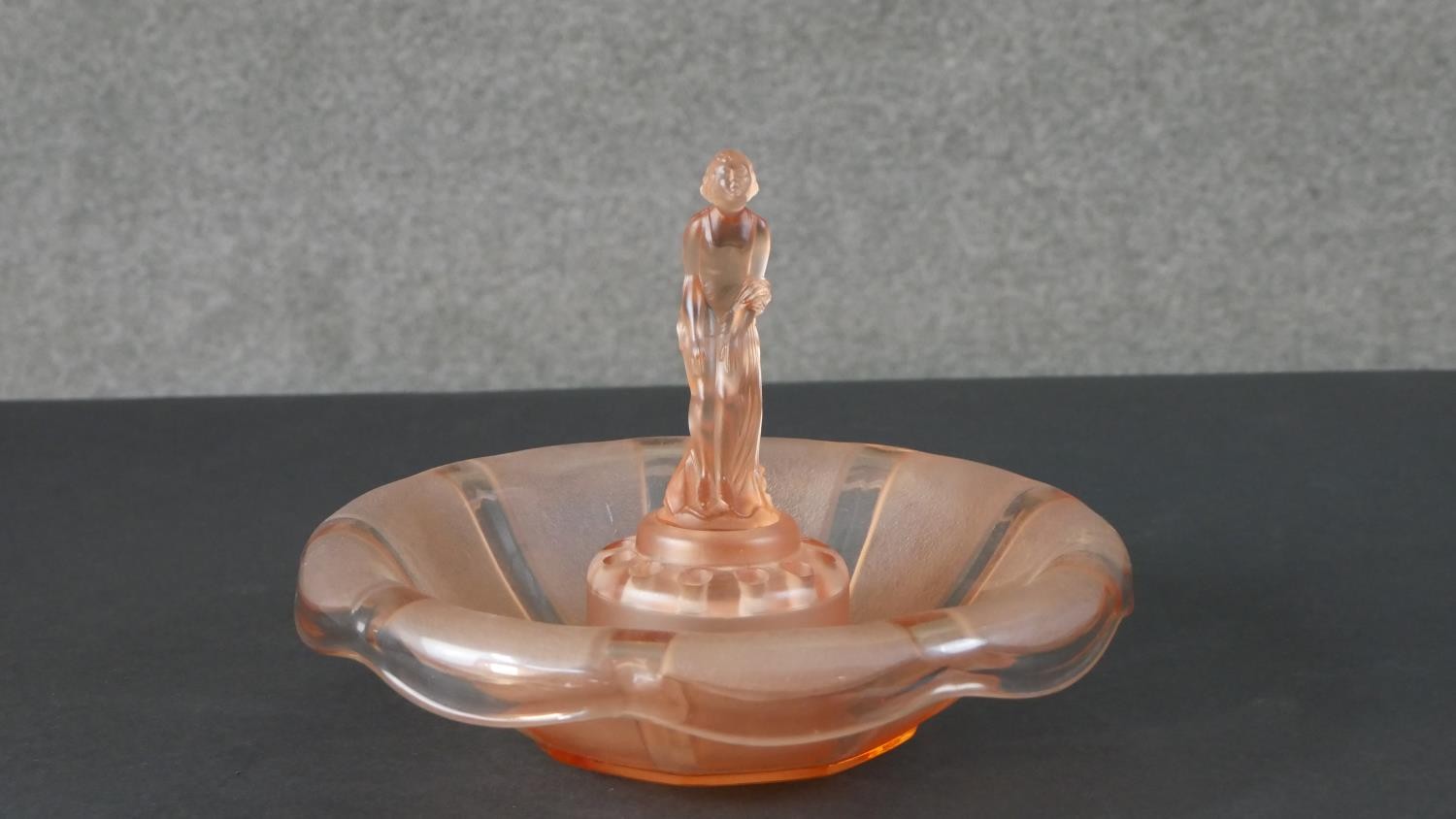 An Art Deco style opalescent glass bowl with water lily flower and pad design along with an Art Deco - Image 5 of 7
