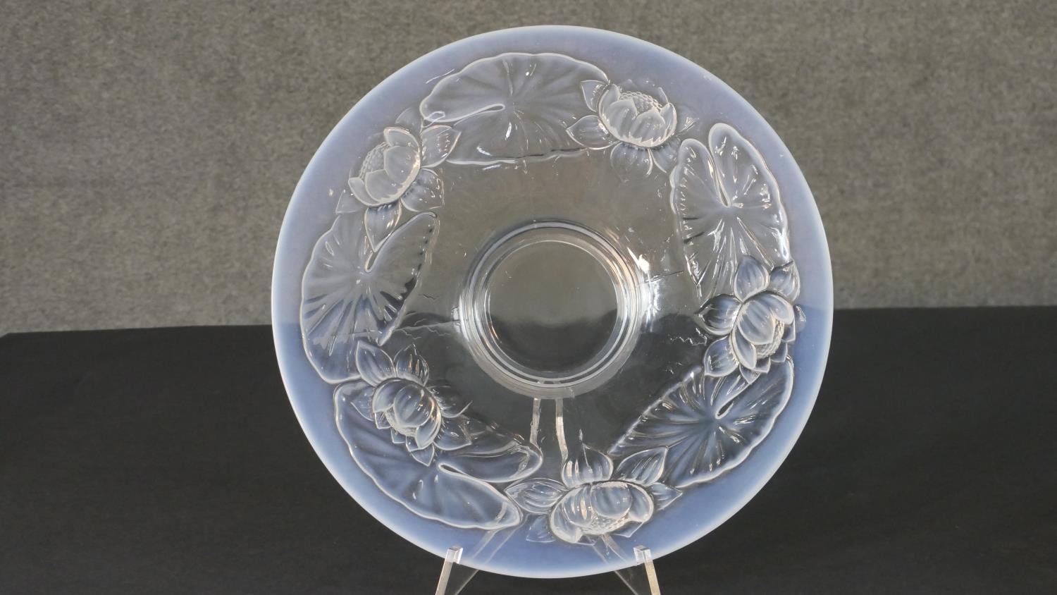 An Art Deco style opalescent glass bowl with water lily flower and pad design along with an Art Deco - Image 2 of 7