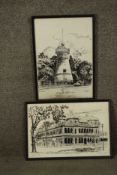 Two framed and glazed black and white prints of Brisbane, signed in plate H. Sperring. H.48 W.43cm.