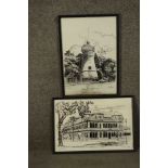 Two framed and glazed black and white prints of Brisbane, signed in plate H. Sperring. H.48 W.43cm.