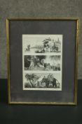 A framed and glazed 19th century engravings depicting various world costumes Chinese, Malabar