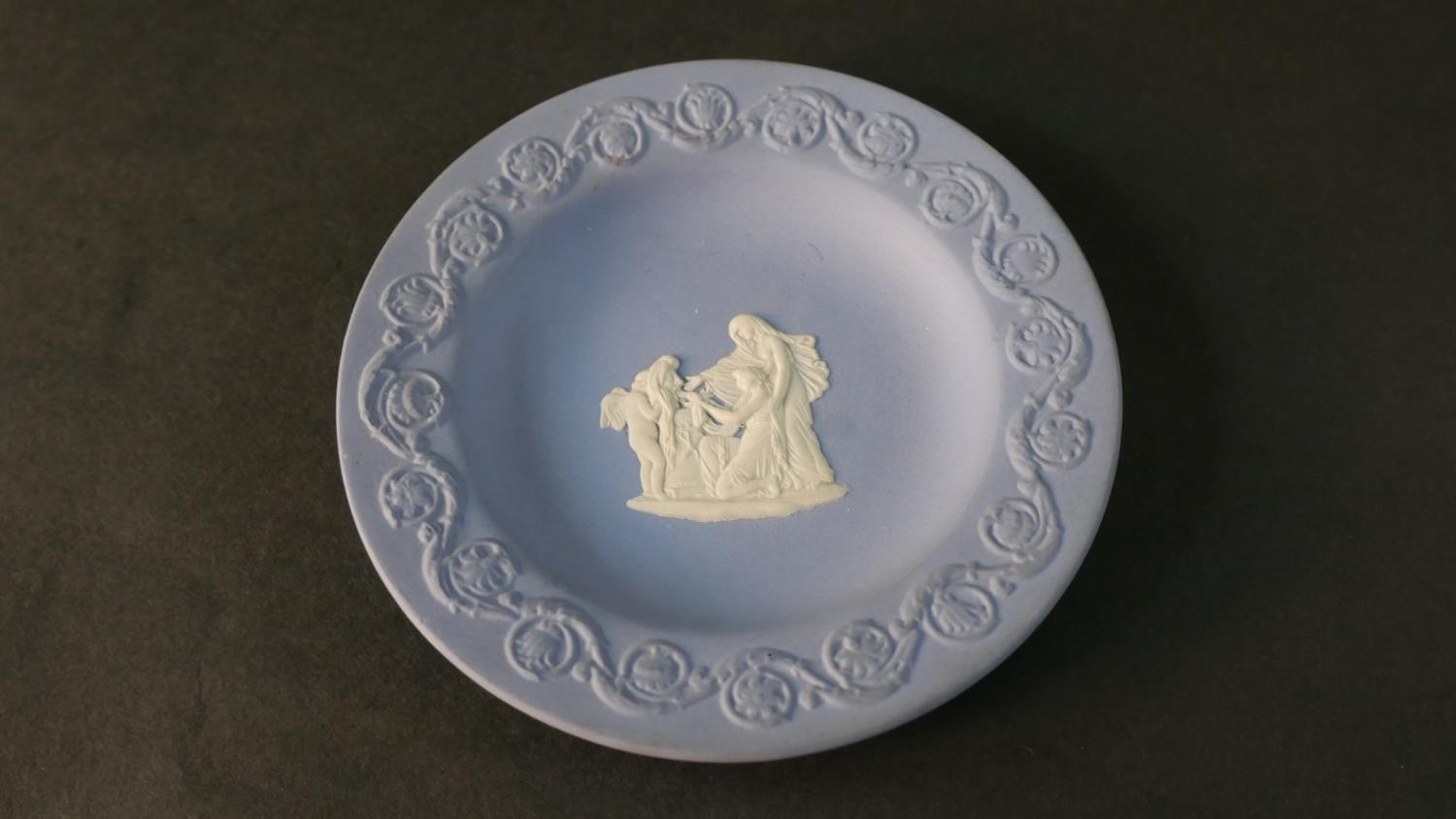 A collection of Wedgwood Jasperware, including two blue and white classical design vases, a coffee - Image 5 of 7