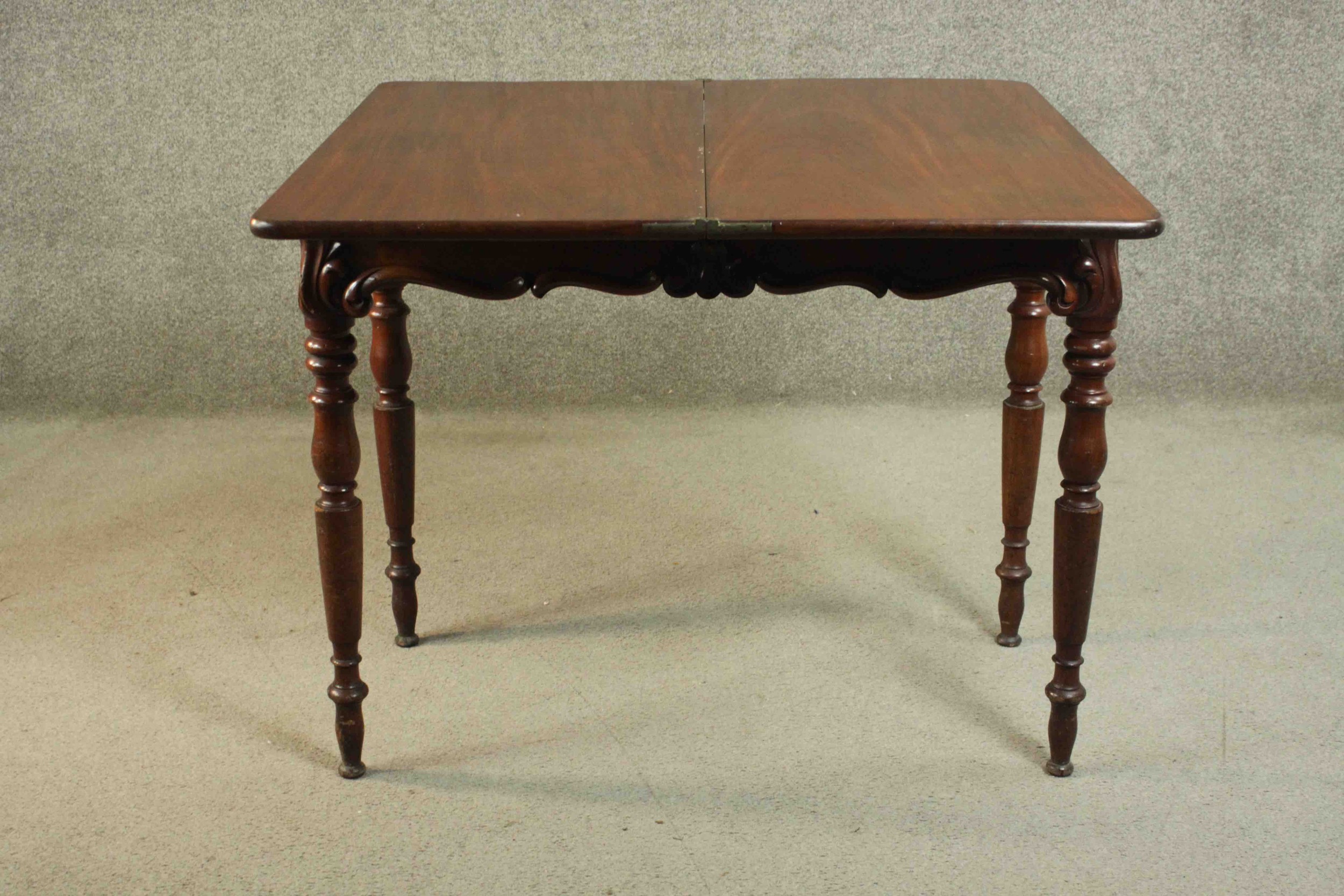A Victorian mahogany tea table, of rectangular form with a foldover top over a shaped frieze with - Image 6 of 12
