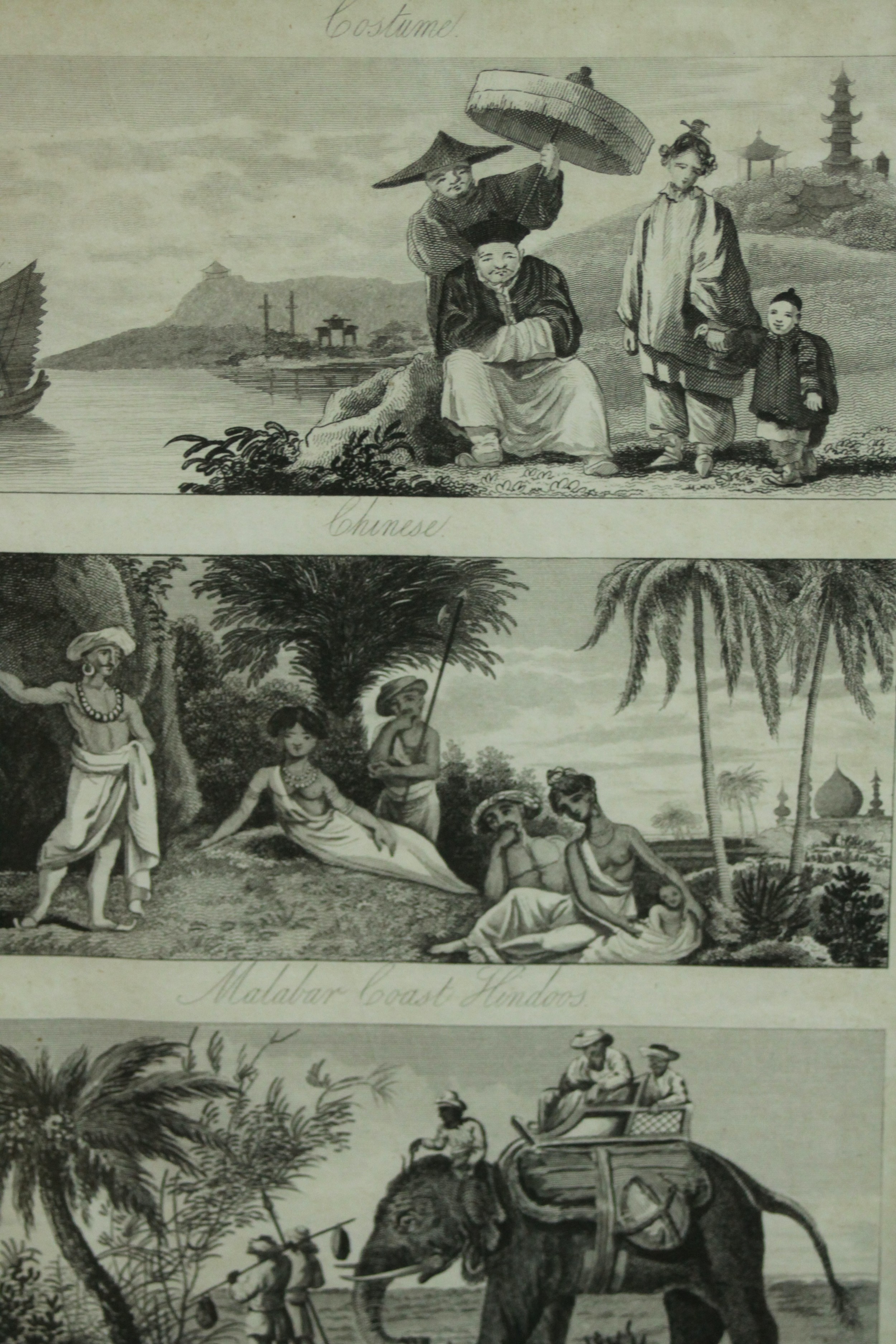 A framed and glazed 19th century engravings depicting various world costumes Chinese, Malabar - Bild 5 aus 6