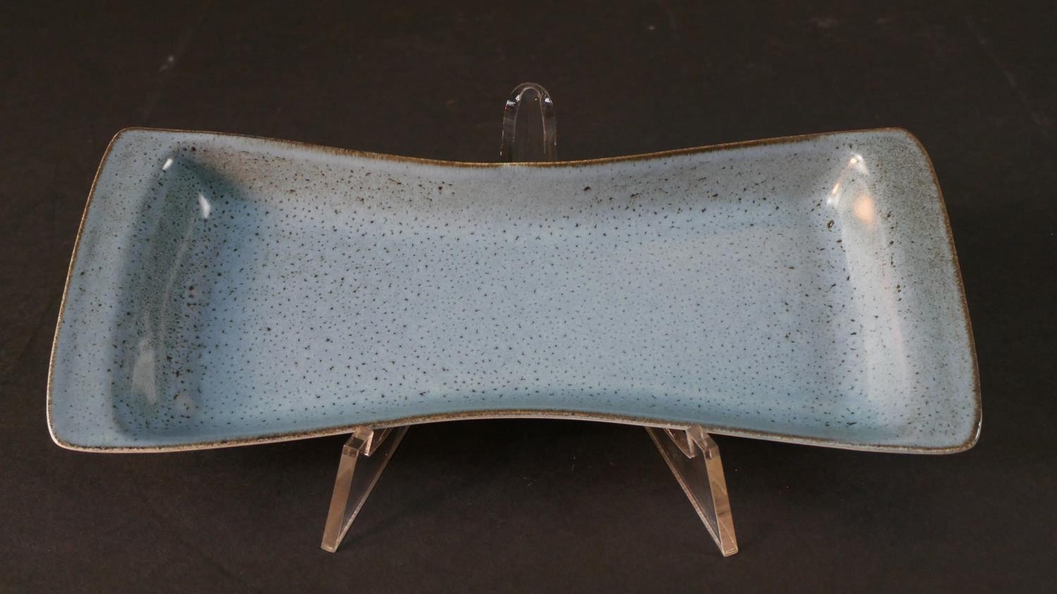 An Eric Leaper Newlyn studio pottery abstract design platter along with a Poole pottery blue glaze - Image 6 of 8
