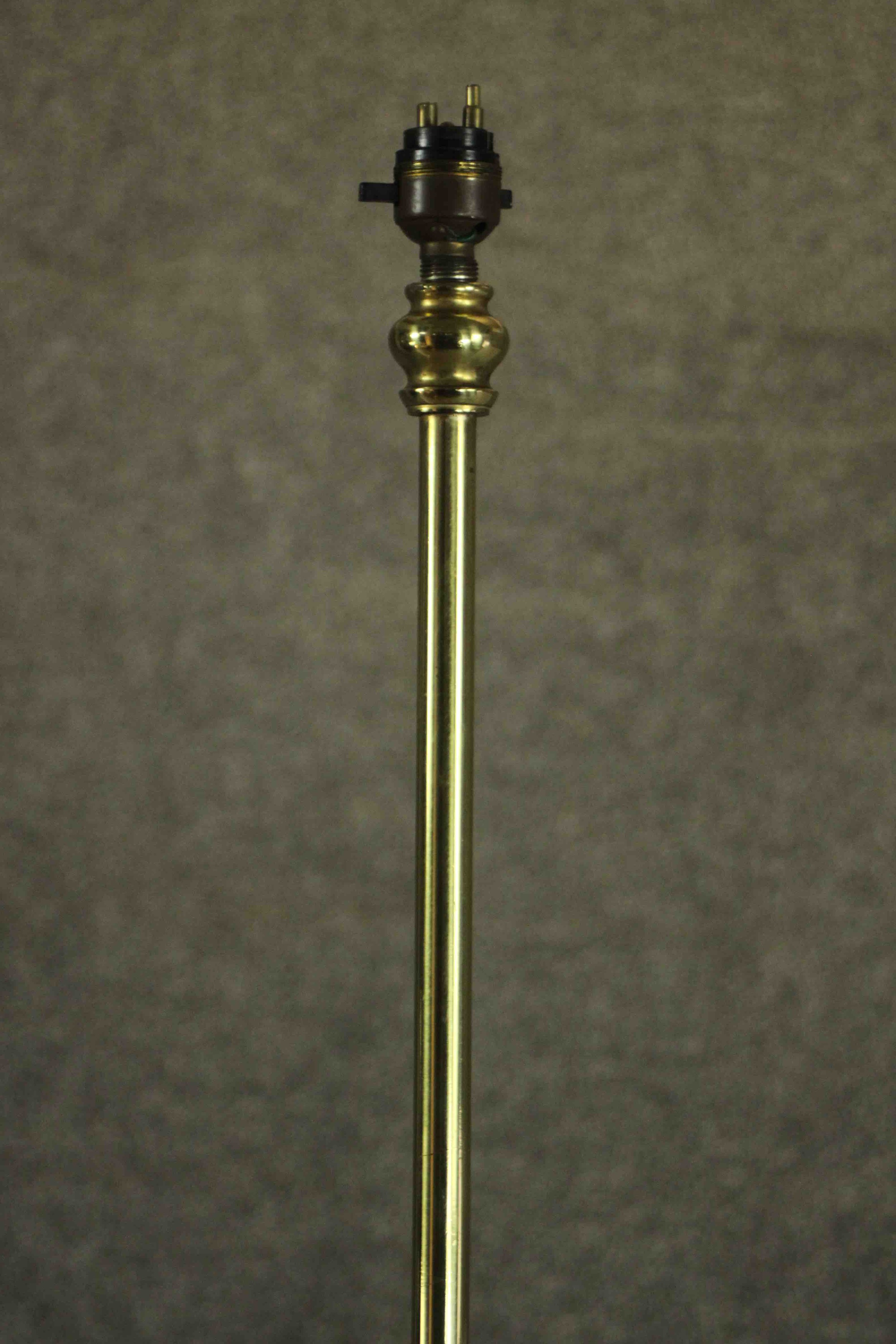 A Victorian brass floor lamp on a tripod foliate design stand. H.187cm - Image 5 of 5