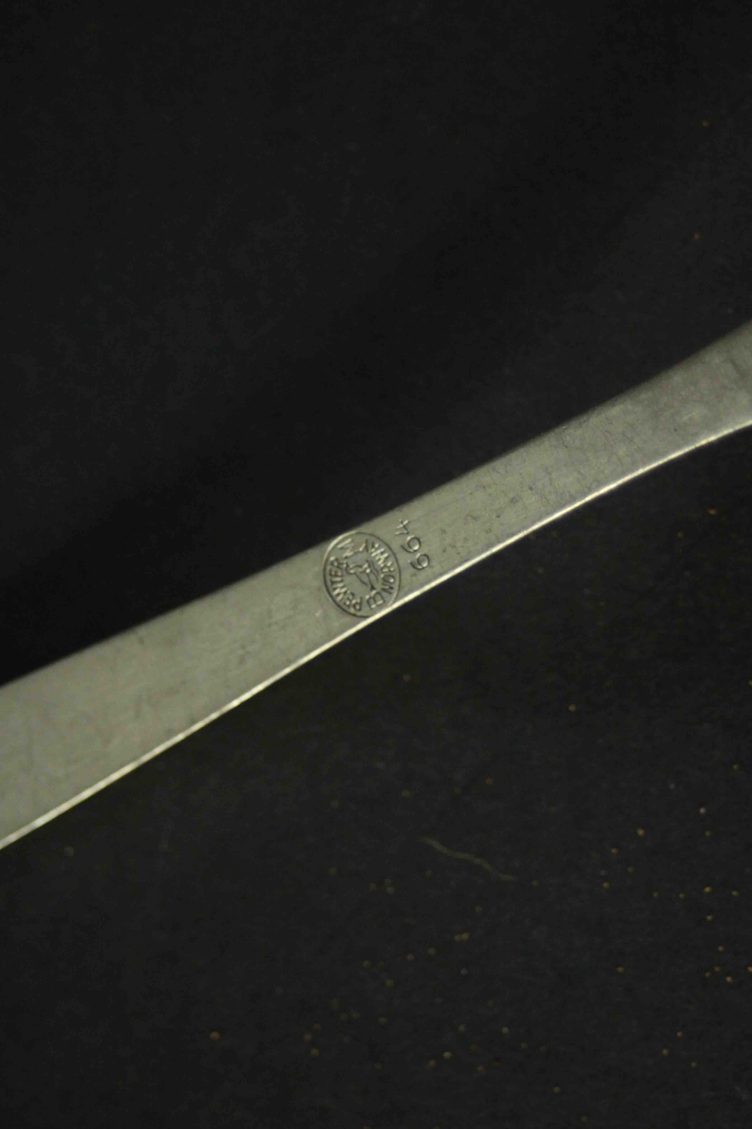 A hammered aluminium Norwegian platter with makers label along with a pair of Norwegian BM Pewter - Image 7 of 8