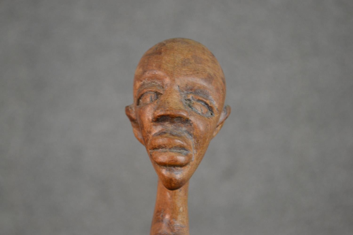 Two carved hardwood African head and shoulder figures. H.36cm - Image 3 of 5