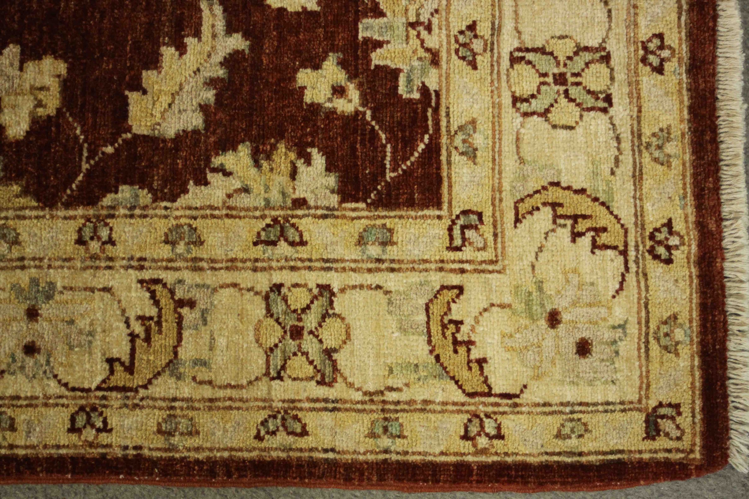 A Ziegler style rug with repeating foliate motifs on a burgundy field within serrated palm - Image 4 of 5