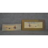 J. Maurice Hosking, two watercolours on board of sailing boats in Bournemouth, signed and titled.