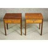 A pair of circa 1960,s Probably Danish teak bedside tables of rectangular form with a single