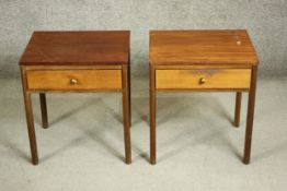 A pair of circa 1960,s Probably Danish teak bedside tables of rectangular form with a single