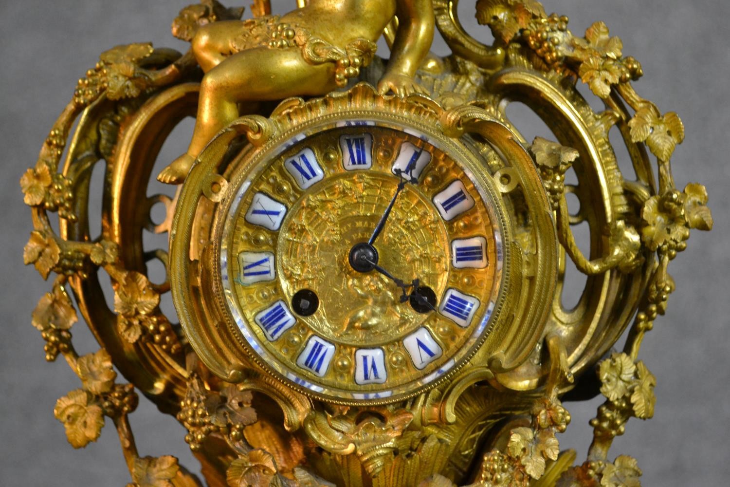 A 19th century French gilt spelter and ormolu mantel clock by Henry Marc of Paris, in Rococo - Image 2 of 11