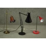 A Herbert Terry style black Anglepoise desk lamp, together with a mid to late 20th century red