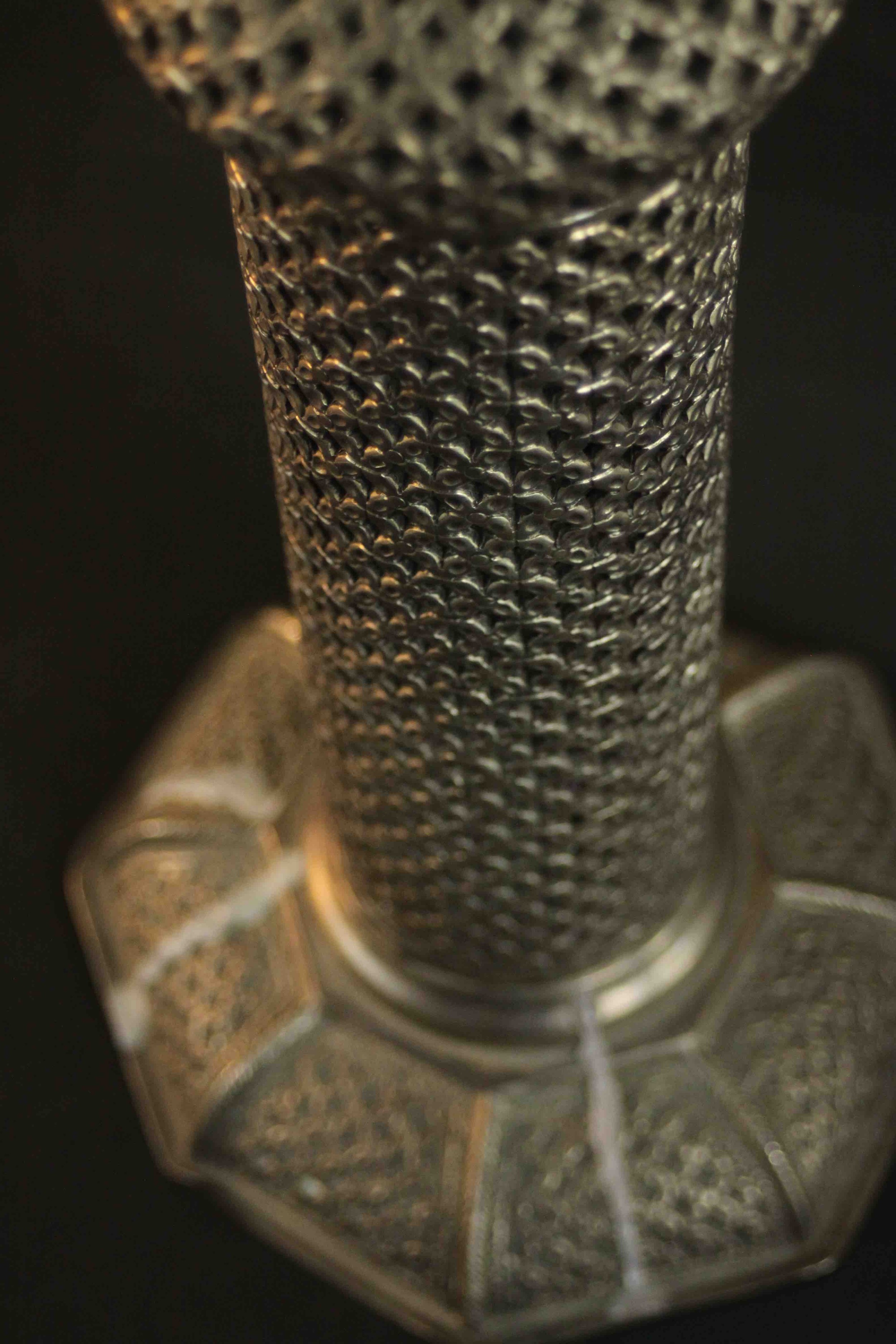 An Indian low grade silver pierced design candle holder with hexagonal base. Stamped silver (base - Image 12 of 17